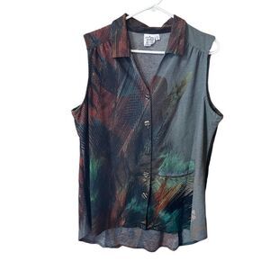 Parsley & Sage size L boho festival button front tank top vest